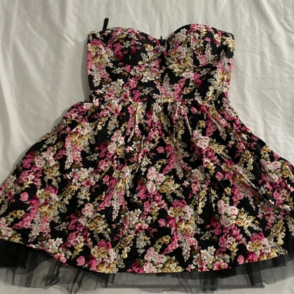 Strapless Floral Dress